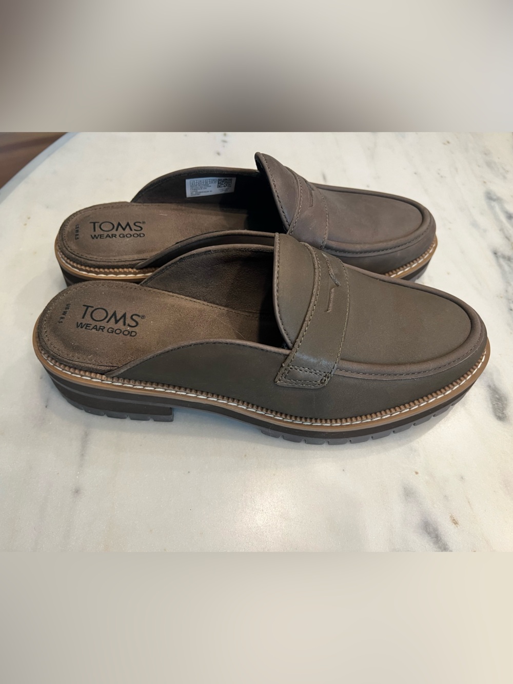 Toms Olive Gray Slip-On Mule Clogs